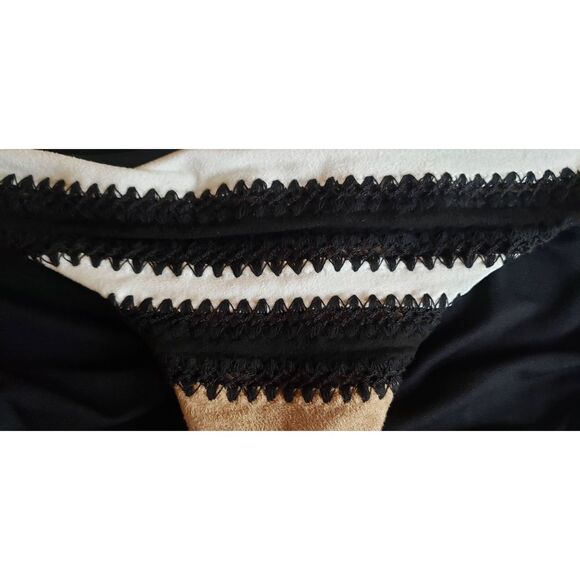 PILYQ SAHARA STITCHED BASIC FULL BLACK CREAM TAN BIKINI BOTTOM NWT - Picture 6 of 7